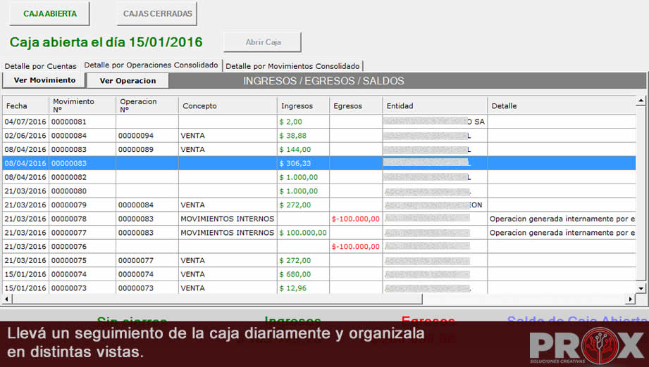 Lleva un seguimiento de la caja diariamente y organizala
en distintas vistas.